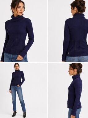 Chanel Cashmere Silk Turtleneck Sweater Purple